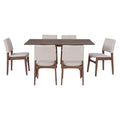 GDF Studio 7-Piece Dining Table Set with Stackable Chairs, Solid Wood Kitchen Table Set for 6