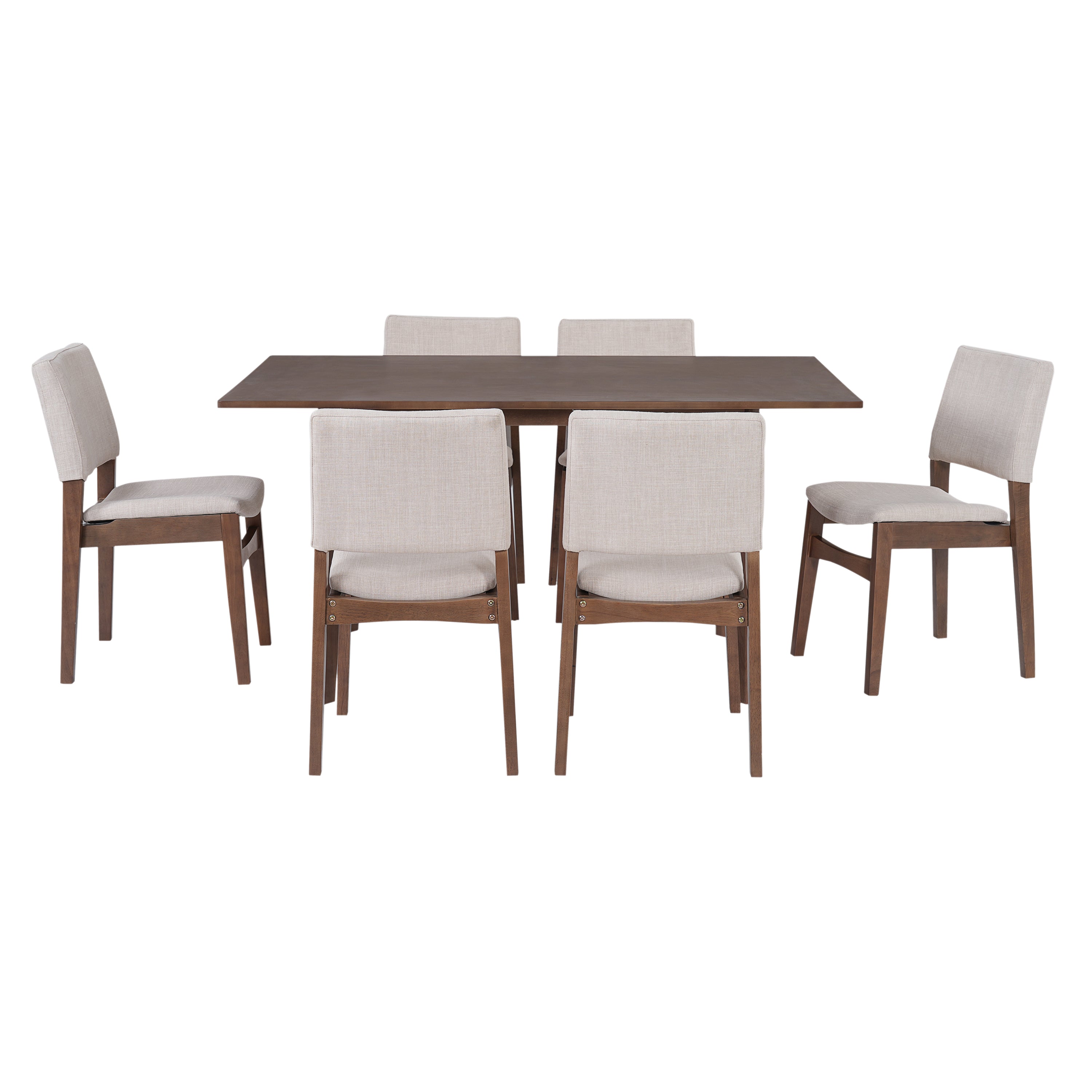 GDF Studio 7-Piece Dining Table Set with Stackable Chairs, Solid Wood Kitchen Table Set for 6