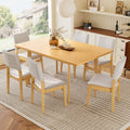 GDF Studio 7-Piece Dining Table Set with Stackable Chairs, Solid Wood Kitchen Table Set for 6