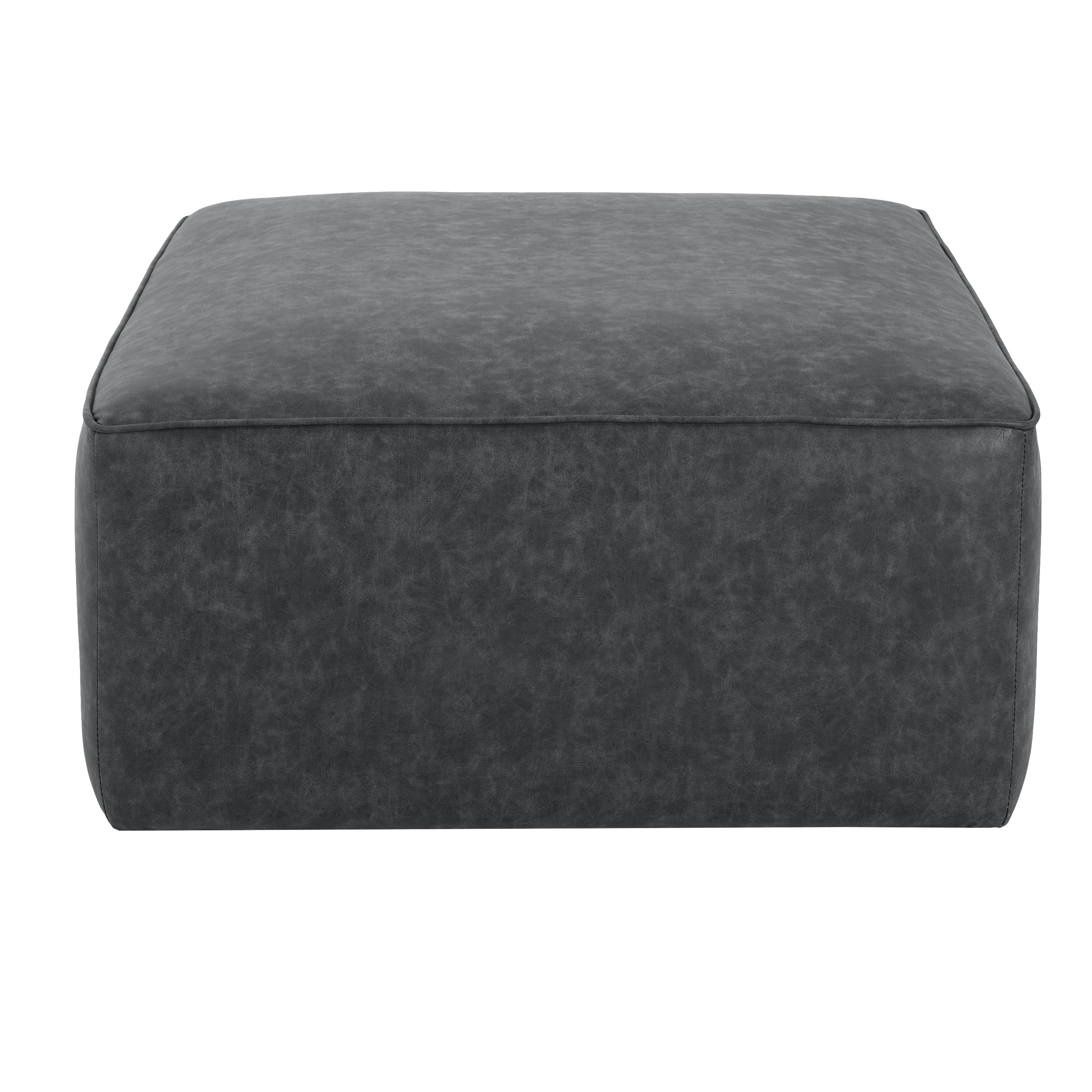 Christopher Knight Home Modern Faux Leather Sectional Ottoman – Modular Square Living Room Footrest
