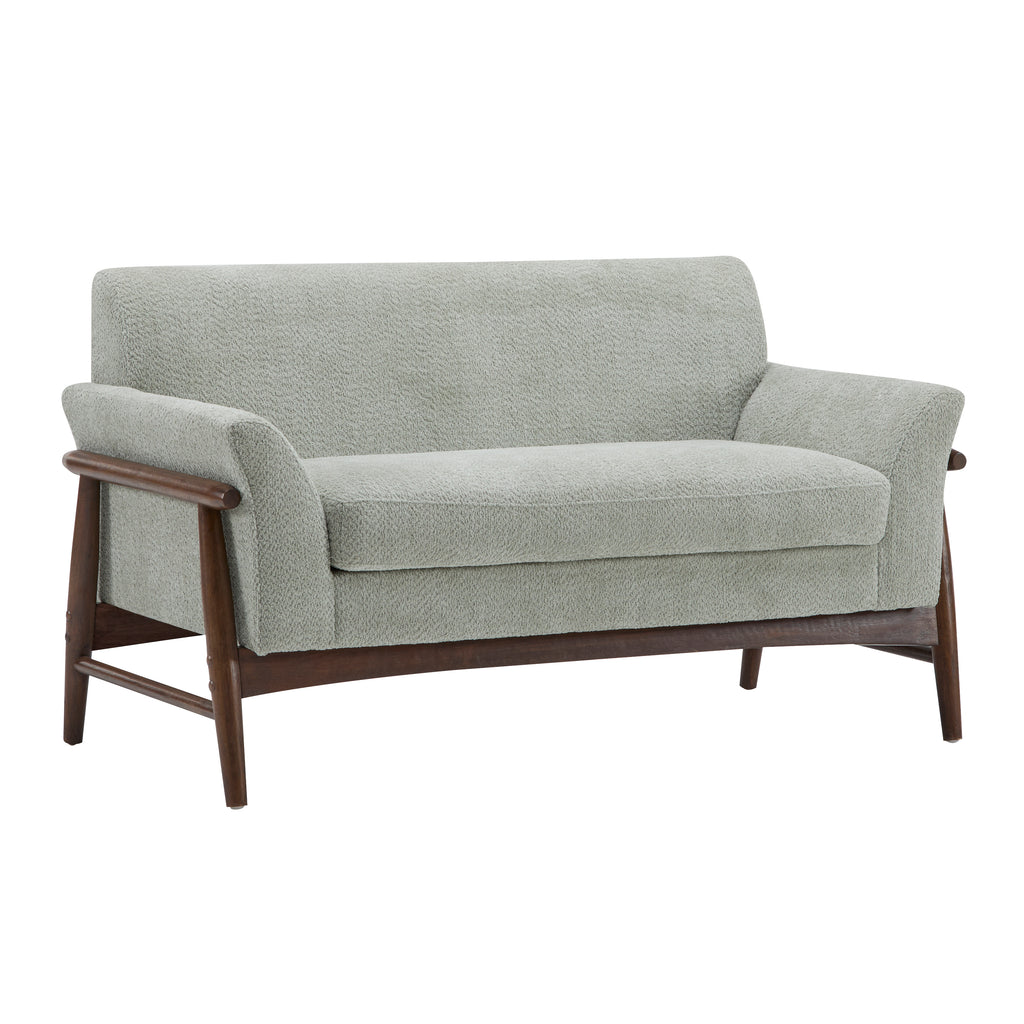 GDF Studio Modern Upholstered Loveseat with Elm Wood Legs & Flare Arm Design