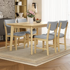 GDF Studio 5-Piece Solid Wood Dining Table Set with Upholstered Chairs, Rectangular Kitchen Table Set for 4