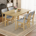 GDF Studio 5-Piece Solid Wood Dining Table Set with Upholstered Chairs, Rectangular Kitchen Table Set for 4