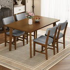 GDF Studio 5-Piece Solid Wood Dining Table Set with Upholstered Chairs, Rectangular Kitchen Table Set for 4