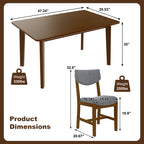 GDF Studio 5-Piece Solid Wood Dining Table Set with Upholstered Chairs, Rectangular Kitchen Table Set for 4
