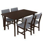GDF Studio 5-Piece Solid Wood Dining Table Set with Upholstered Chairs, Rectangular Kitchen Table Set for 4