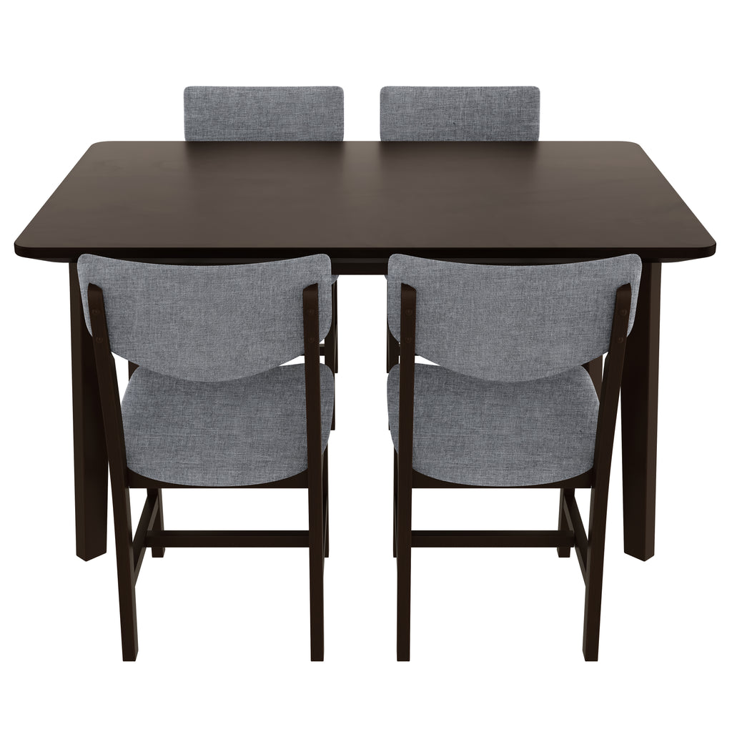 GDF Studio 5-Piece Solid Wood Dining Table Set with Upholstered Chairs, Rectangular Kitchen Table Set for 4