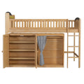 GDF Studio Wood Storage Bed with Wardrobe, LED Headboard, Cabinet & Shelves, Solid Pine Wood Platform Bed