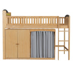 GDF Studio Wood Storage Bed with Wardrobe, LED Headboard, Cabinet & Shelves, Solid Pine Wood Platform Bed