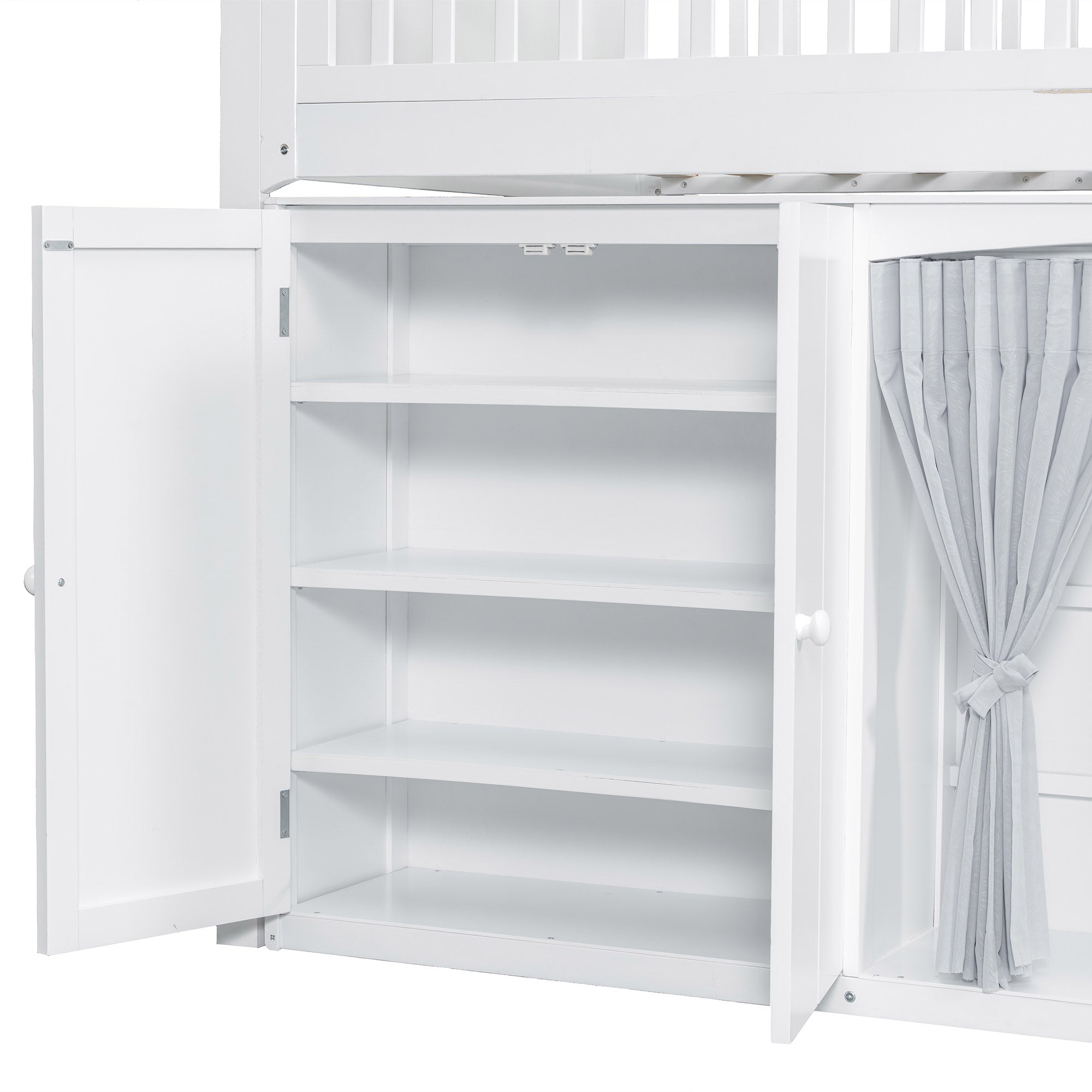 GDF Studio Wood Storage Bed with Wardrobe, LED Headboard, Cabinet & Shelves, Solid Pine Wood Platform Bed