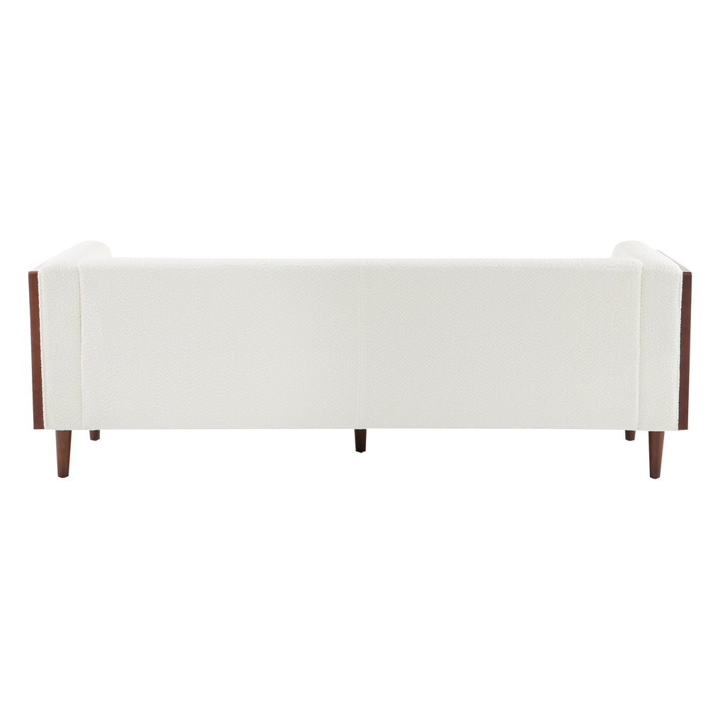 Christopher Knight Home Mid-Century Modern 3-Seater Sofa with Button-Tufted Waffle Stitch & Solid Wood Frame