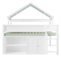 GDF Studio Loft Bed with Canopy Roof and Storage Cabinet, Full Size