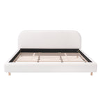 Christopher Knight Home Luxury Boucle Upholstered Queen Bed Frame with Headboard & Wooden Slats