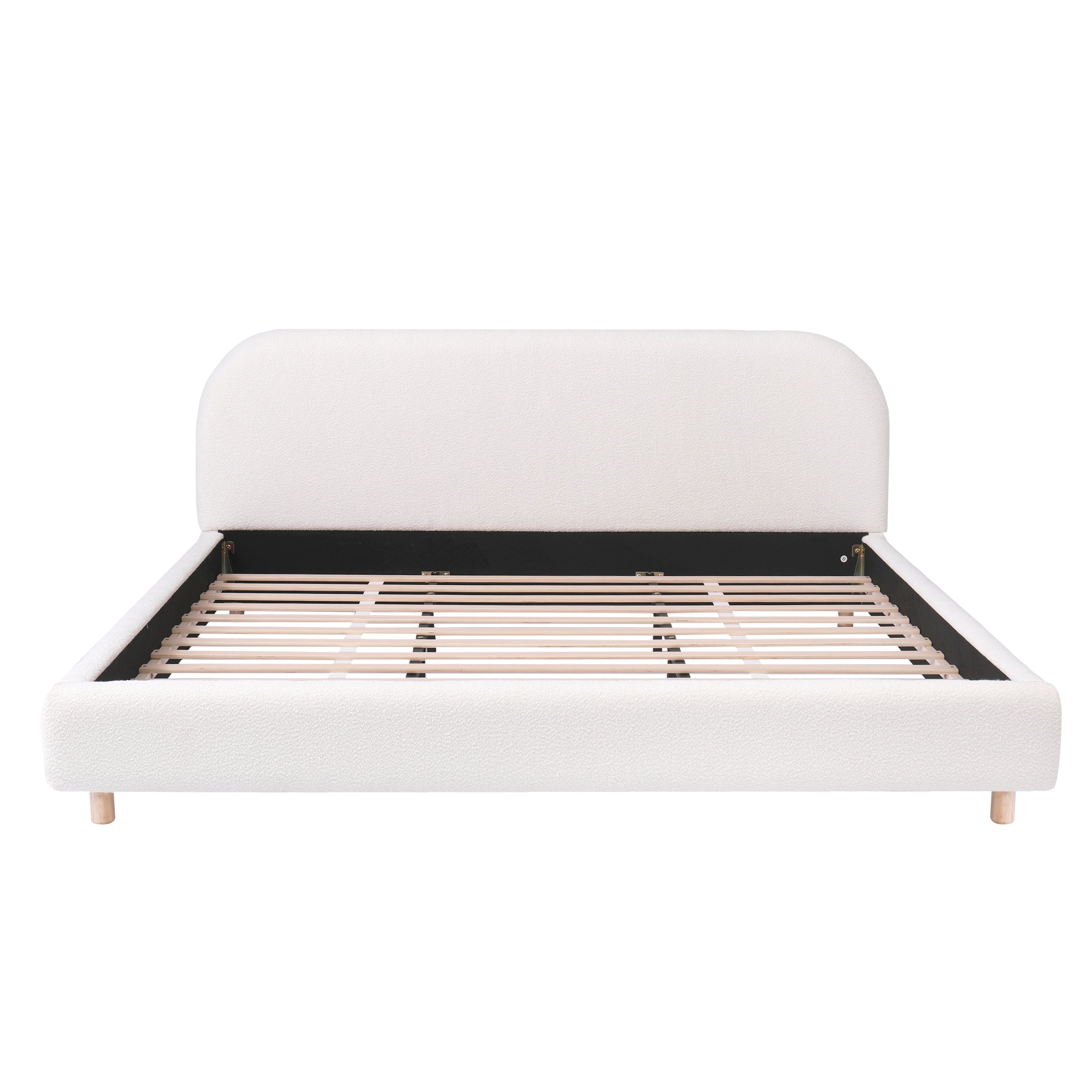 Christopher Knight Home Luxury Boucle Upholstered Queen Bed Frame with Headboard & Wooden Slats