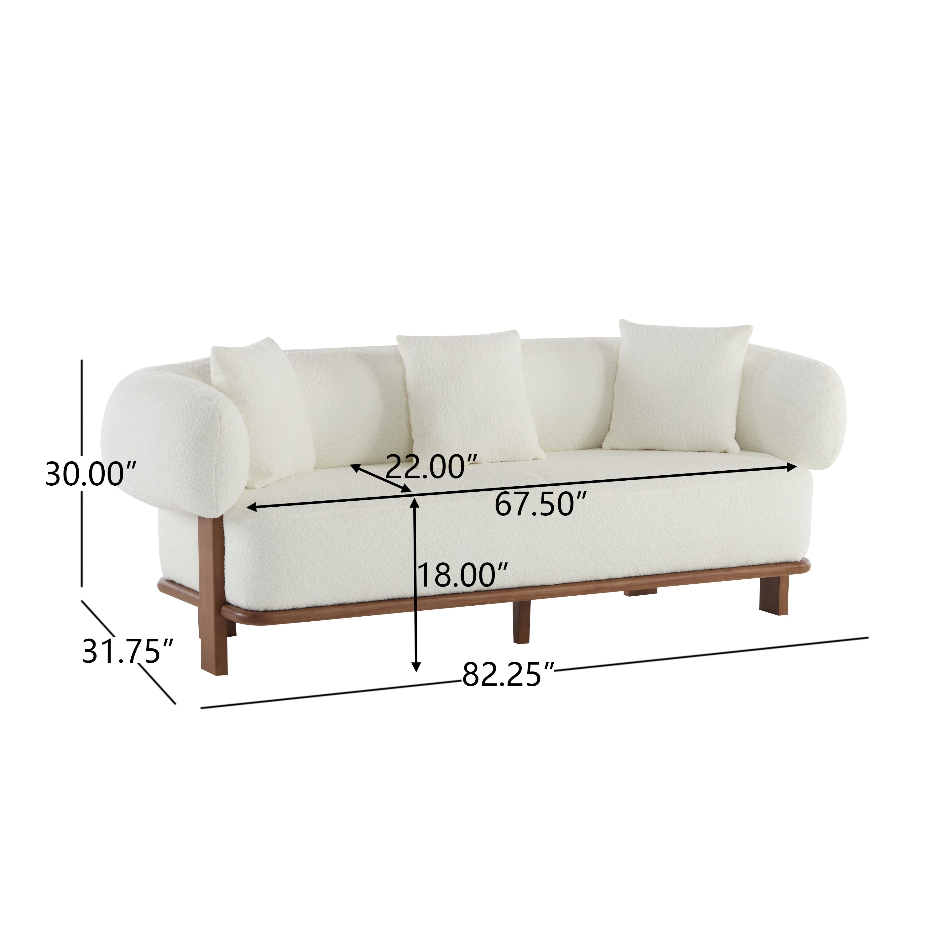 Christopher Knight Home 82" Modern Curved Living Room Sofa with Deep Seat & Solid Wood Frame