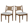 Christopher Knight Home Sigrid Mid-Century Modern Rubberwood and Paper Rope Upholstered Dining Chair (Set of 2), Beige/Brown