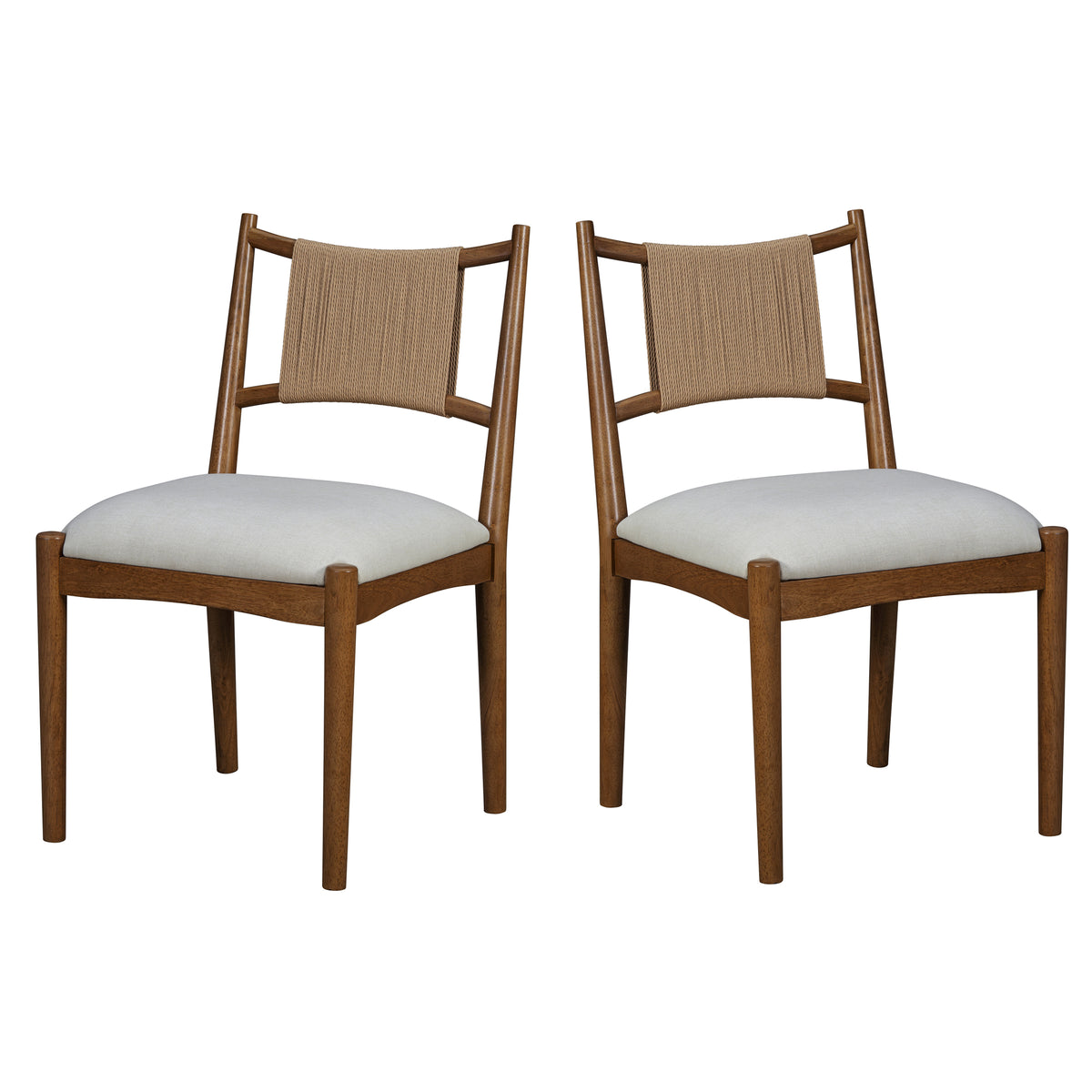Christopher Knight Home Sigrid Mid-Century Modern Rubberwood and Paper Rope Upholstered Dining Chair (Set of 2), Beige/Brown