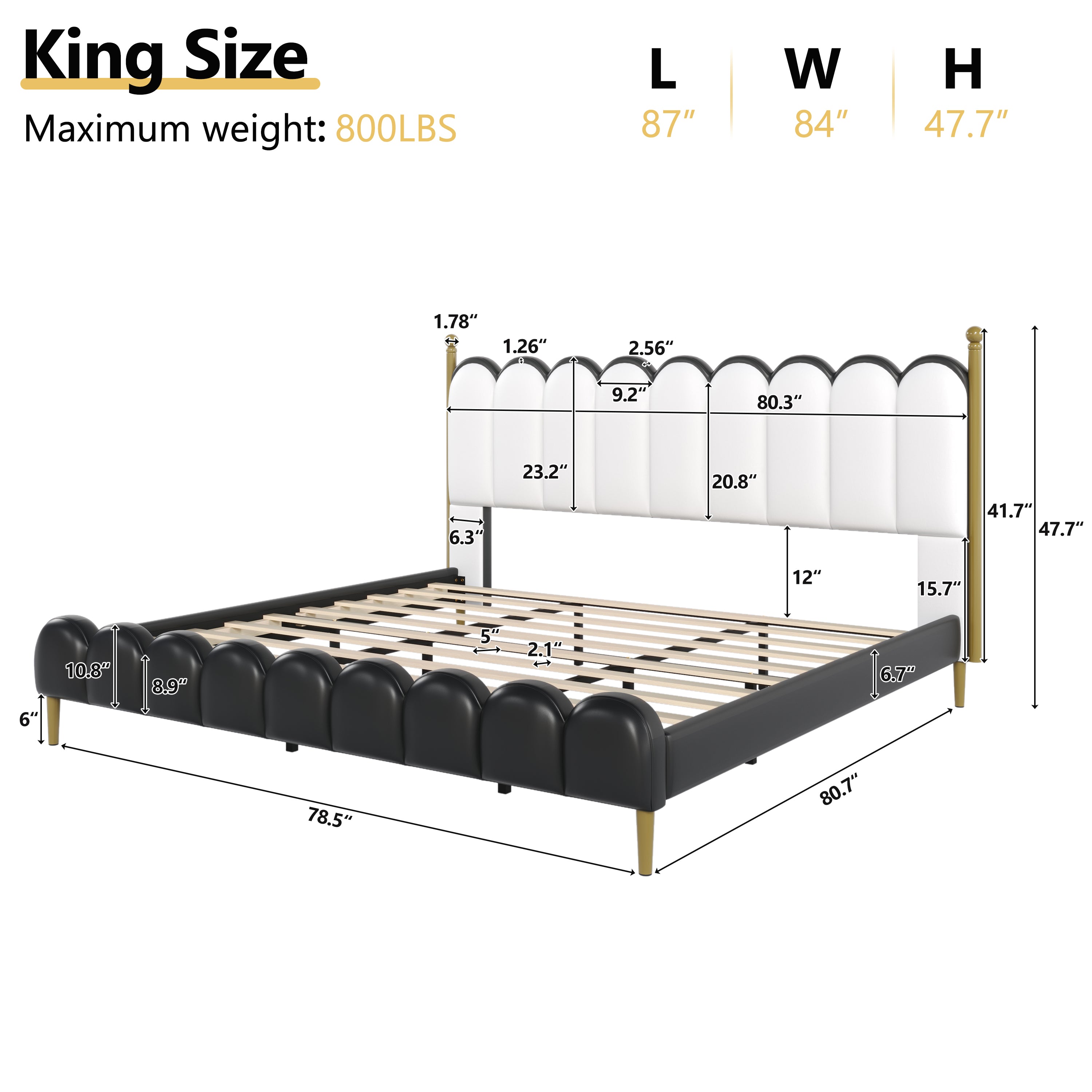 Christopher Knight Home Luxury Faux Leather Bed Frame with Curved Headboard & Solid Wood Support