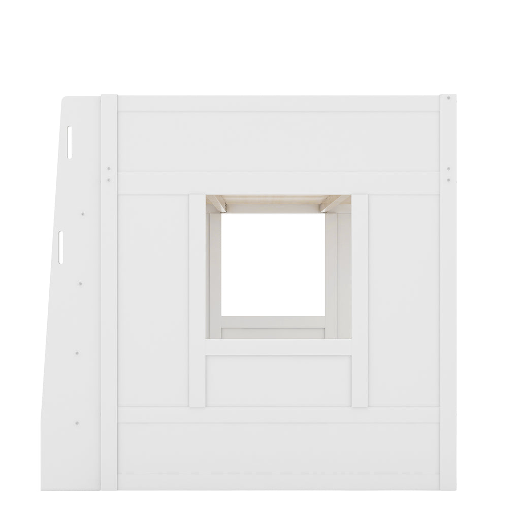 Queen Loft Bed with Storage Cabinets & Bookshelf, Solid Wood Loft Bed with Ladder for Small Bedrooms