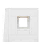 Queen Loft Bed with Storage Cabinets & Bookshelf, Solid Wood Loft Bed with Ladder for Small Bedrooms