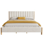 Christopher Knight Home Modern Boucle Upholstered Platform Bed with Rubber Wood Legs, King