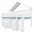 GDF Studio Loft Bed with Canopy Roof and Storage Cabinet, Full Size