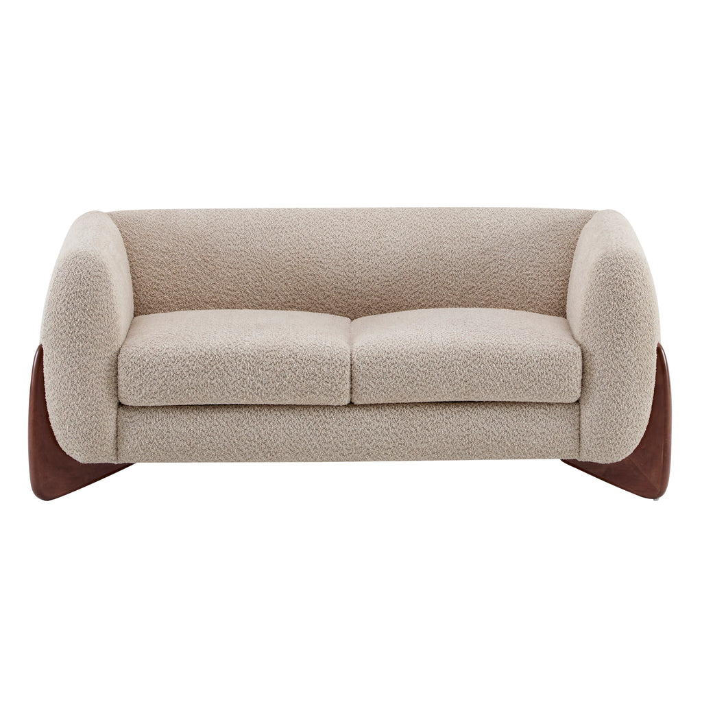 Christopher Knight Home Modern Boucle Upholstered 2-Seater Sofa with Birch Wood Legs