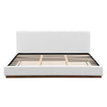 Christopher Knight Home Phyllis Modern Minimalist Boucle Upholstered Wood Platform Bed, White-Natural Wood Bed Base, King