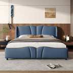 Christopher Knight Home Modern PU Leather Platform Bed with Wave Headboard & Wingback Design