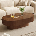 GDFStudio Zelos Modern Oval Fluted Coffee Table, Walnut