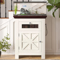 GDFStudio Dalton Farmhouse Wood Aquarium Stand with Power Outlets, Storage Cabinet and Drawer, White