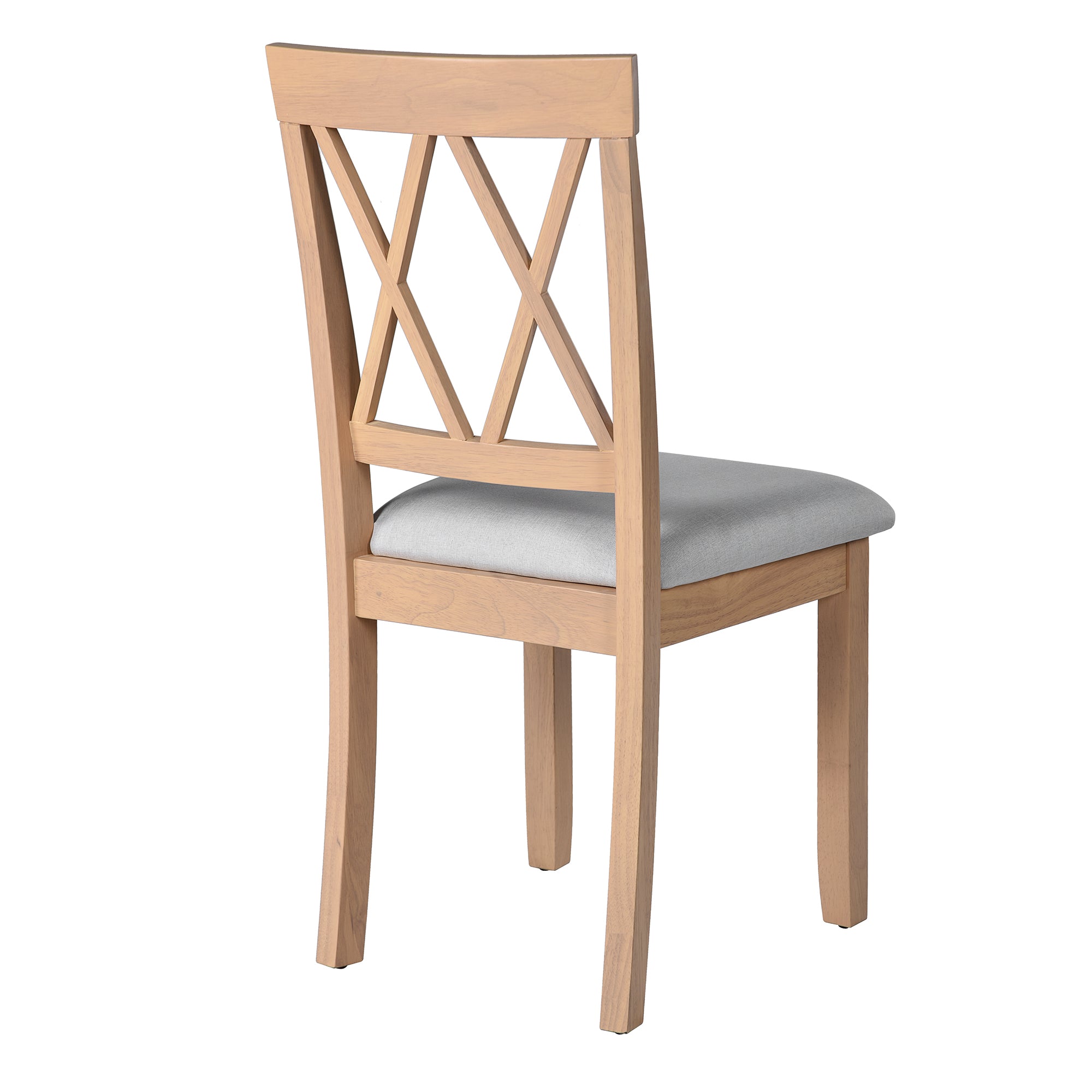 Modern Upholstered Dining Chairs with Tufted Back, Linen Fabric Kitchen Chairs with Solid Wood Legs （Set of 2）