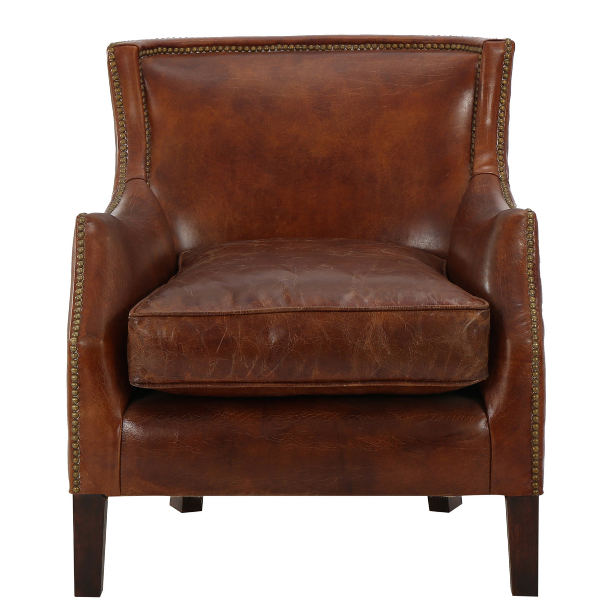Christopher Knight Home Njord Retro Genuine Leather Upholstered Club Chair with Nailhead Trim, Brown, Single