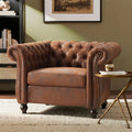 Christopher Knight Home Carissa Button Tufted Faux Leather Upholstered Accent Chair with Nailhead Accents, Dark Brown - Set of 2