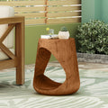 Christopher Knight Home Rossburg Outdoor Lightweight Concrete Hollow Wood-Like Texture Side Table, Antique brown