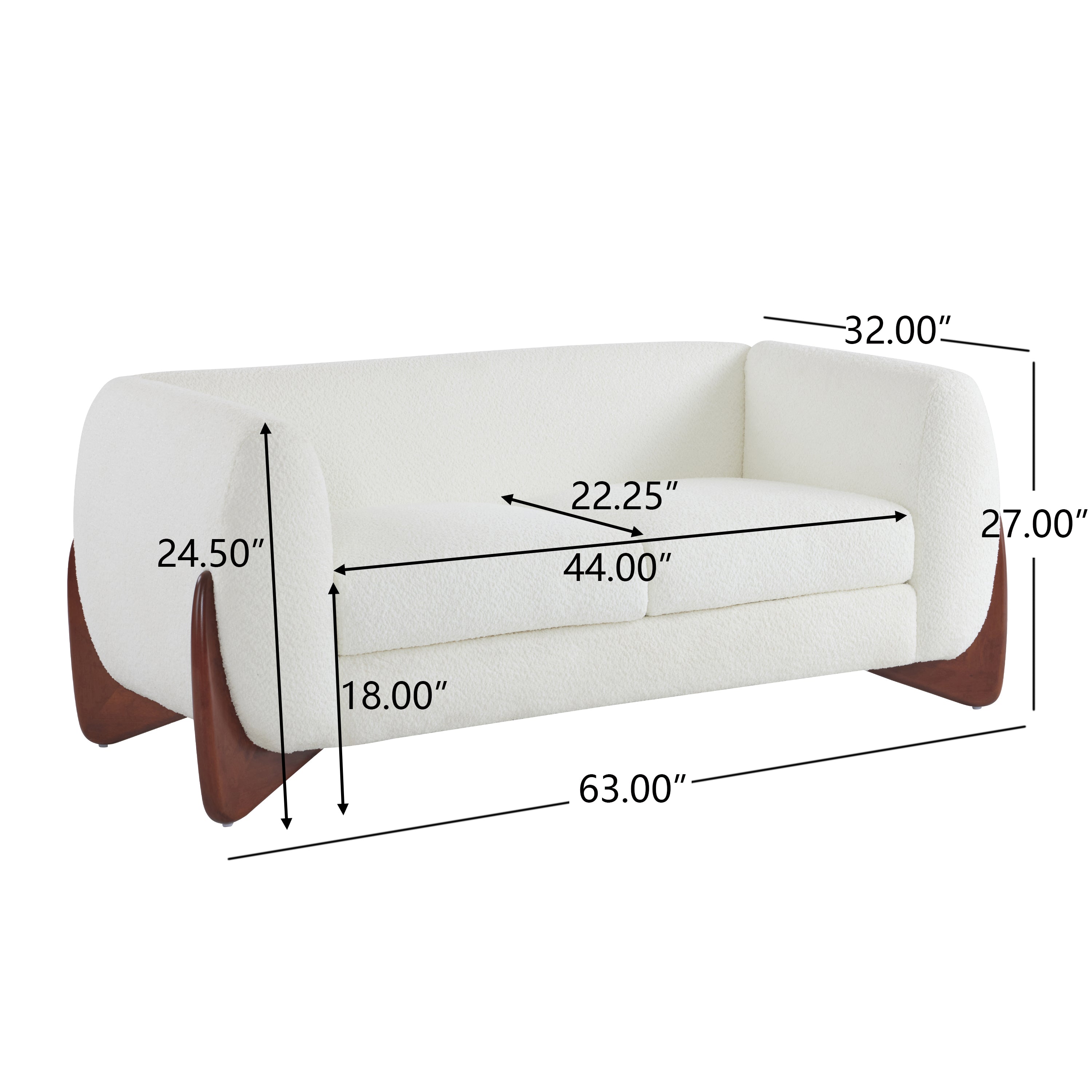 Christopher Knight Home Modern Boucle Upholstered 2-Seater Sofa with Birch Wood Legs