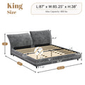 Christopher Knight Home Modern Fabric Upholstered Bed with Adjustable Cushion Headboard & Wood Slat Support