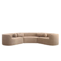 GDFStudio Lennon Contemporary 153" 3-Piece Curved Modular 6-Seat Compressed Chenille Sectional Sofa with Pillows, Brown