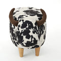 GDFStudio Moria Modern Rubber Wood Velvet Cow Ottoman, Black