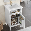GDFStudio Joshua Modern 20" Wood Small Bathroom Vanity with Ceramic Sink and Tilt-Out Drawer, White