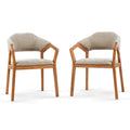 Christopher Knight Home Yoko Modern Wooden Chenille Upholstered Dining Chairs with Curved Backrest (Set of 2), Oatmeal/Natural