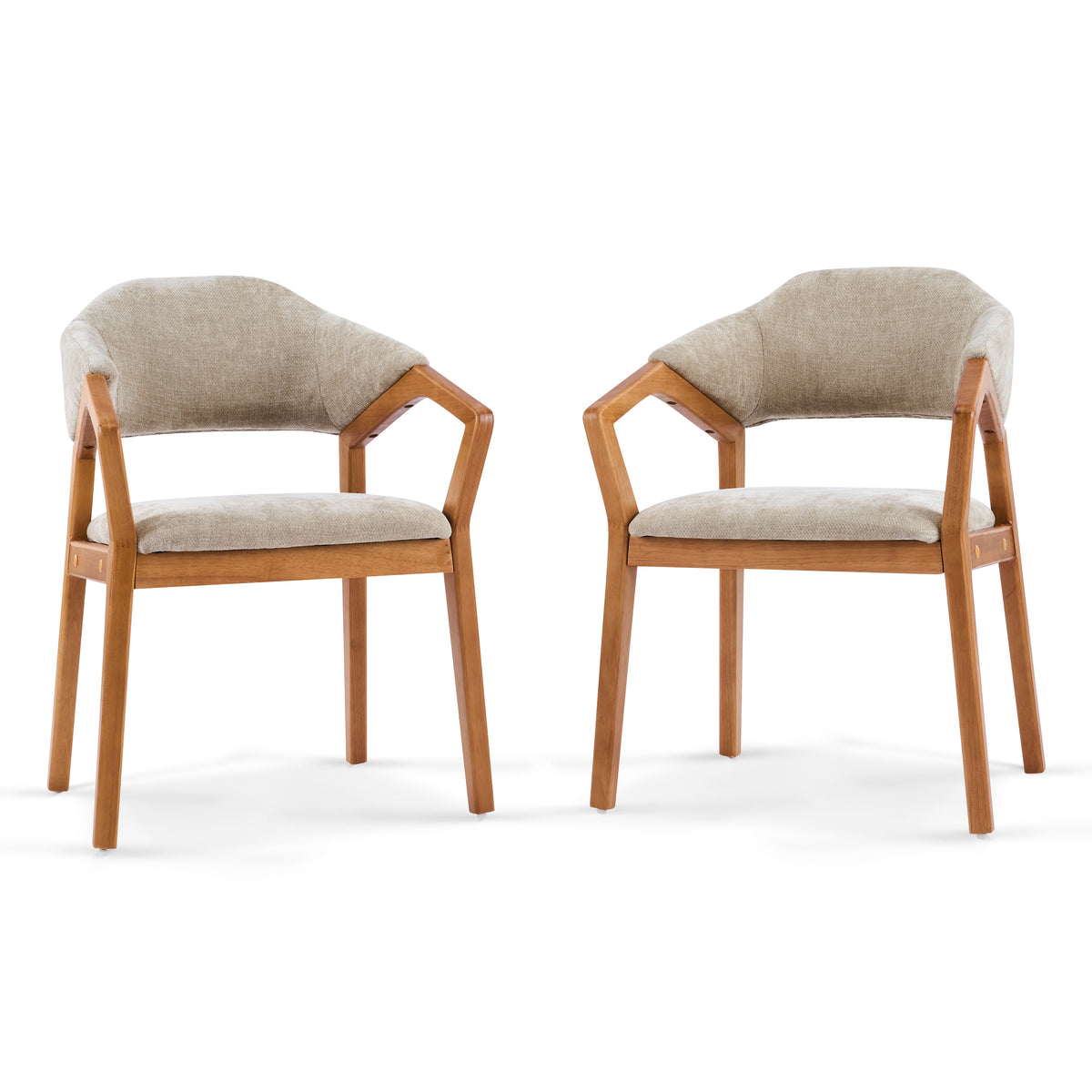Christopher Knight Home Yoko Modern Wooden Chenille Upholstered Dining Chairs with Curved Backrest (Set of 2), Oatmeal/Natural