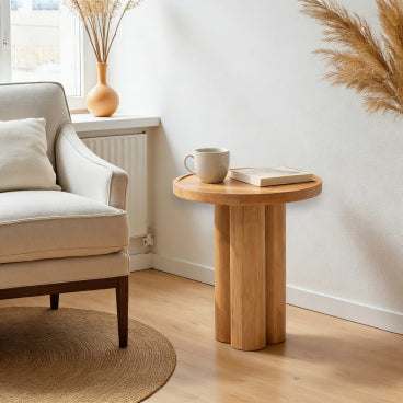 Christopher Knight Home Nolan Modern Wood Round End Table with Pedestal Base, Natural