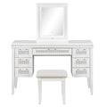 GDFStudio Amelia Classic Modern Glam Wood Makeup Vanity Desk with LED Mirror, Drawers and Stool, Light Beige