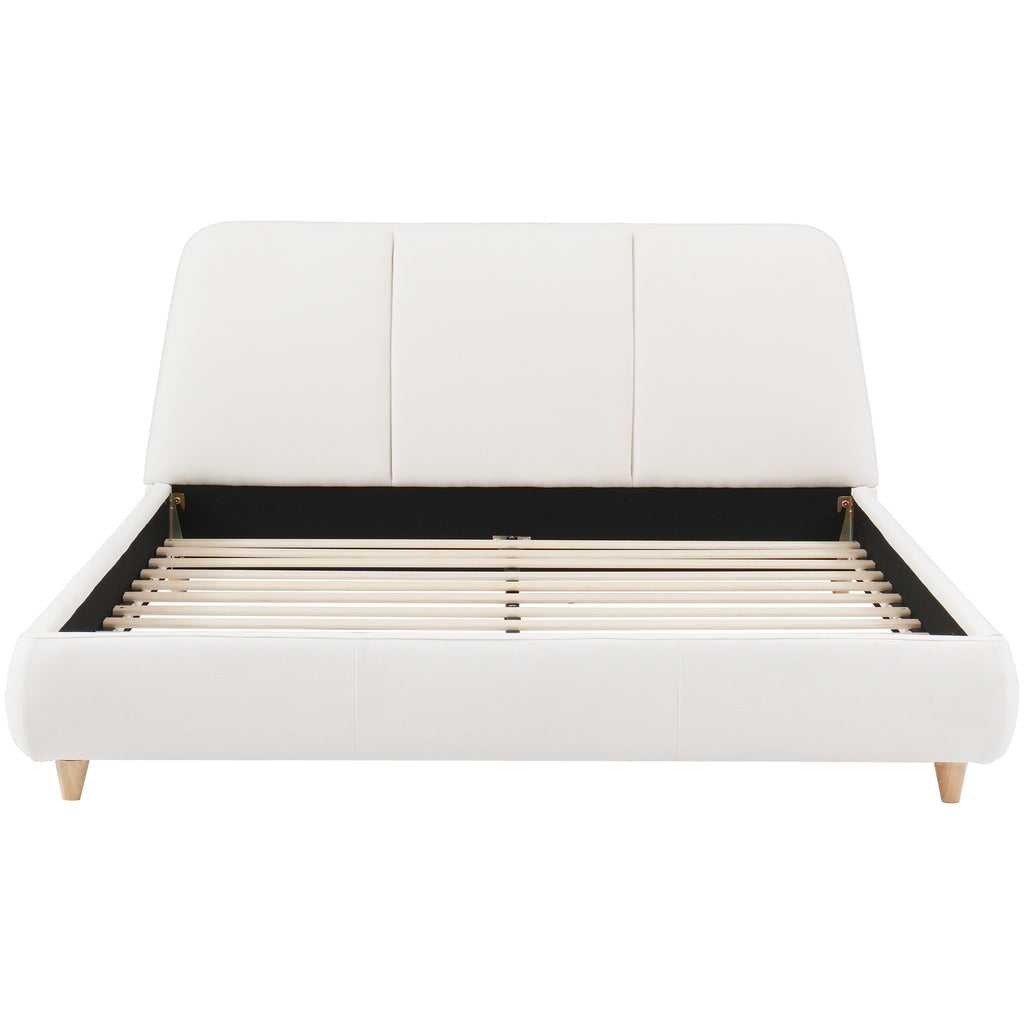 Christopher Knight Home Cotton Linen Upholstered Platform Bed with Solid Wood Legs & Metal Support Frame
