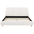 Christopher Knight Home Cotton Linen Upholstered Platform Bed with Solid Wood Legs & Metal Support Frame