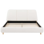 Christopher Knight Home Cotton Linen Upholstered Platform Bed with Solid Wood Legs & Metal Support Frame