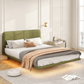 Christopher Knight Home Modern Floating Platform Bed with PU Leather & LED Under-Bed Lighting