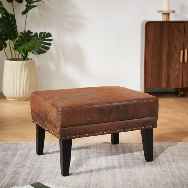Christopher Knight Home Templin Vintage Upholstered Ottoman with Nailhead Trim, Brown