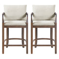 Christopher Knight Home Flora Rustic Rubberwood Upholstered Counter Stools with Curved Backrest and Pillows (Set of 2), Brown